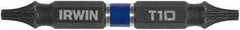 Irwin - T10 x T10 D/E Torx Screwdriver Bit - 1/4" Hex Drive, 2-3/8" OAL - USA Tool & Supply