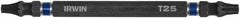 Irwin - T20 x T25 D/E Torx Screwdriver Bit - 1/4" Hex Drive, 4" OAL - USA Tool & Supply