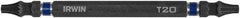 Irwin - T20 x T20 D/E Torx Screwdriver Bit - 1/4" Hex Drive, 4" OAL - USA Tool & Supply