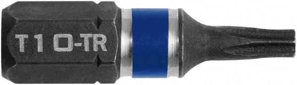 Irwin - 1/4" Drive T10 Torx Screwdriver Bit - 1" OAL, Insert Bit - USA Tool & Supply