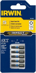 Irwin - 1/4" Drive T25 Torx Screwdriver Bit - 1" OAL, Insert Bit - USA Tool & Supply
