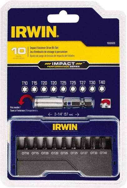 Irwin - 10 Piece, Screwdriver Insert Bit Set - T10 to T40 Torx - USA Tool & Supply