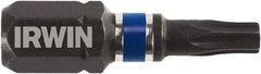 Irwin - 1/4" Drive T30 Torx Screwdriver Bit - 1" OAL, Tamper Resistant Bit - USA Tool & Supply