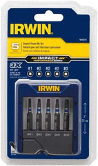 Irwin - 5 Piece, Screwdriver Power Bit Set - #1 to #3 Square Recess - USA Tool & Supply