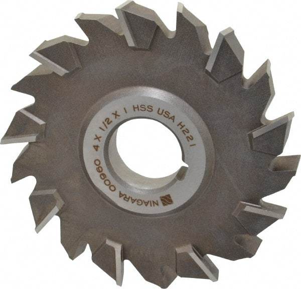 Keo - 4" Diam x 1/2" Width of Cut, 18 Teeth, High Speed Steel Side Milling Cutter - Staggered Teeth, Uncoated - USA Tool & Supply