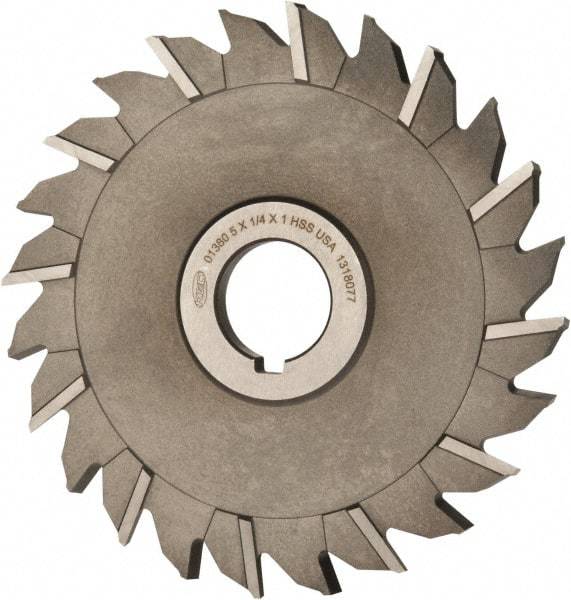 Keo - 5" Diam x 1/4" Width of Cut, 24 Teeth, High Speed Steel Side Milling Cutter - Staggered Teeth, Uncoated - USA Tool & Supply