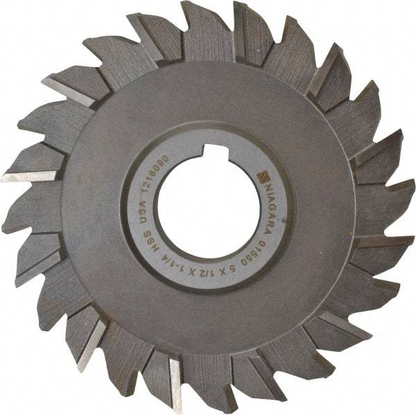 Keo - 5" Diam x 1/2" Width of Cut, 24 Teeth, High Speed Steel Side Milling Cutter - Staggered Teeth, Uncoated - USA Tool & Supply