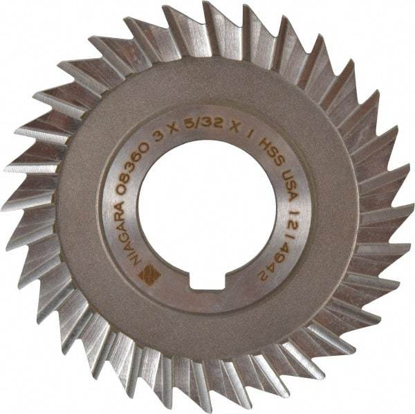 Keo - 3" Blade Diam x 5/32" Blade Thickness, 1" Hole, 32 Teeth, High Speed Steel Side Chip Saw - Straight Tooth, Arbor Connection, Right Hand Cut, Uncoated, with Keyway - USA Tool & Supply