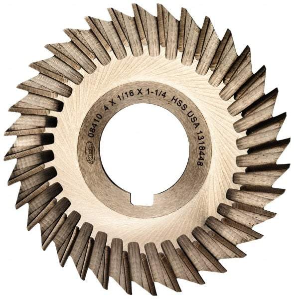 Keo - 4" Blade Diam x 1/16" Blade Thickness, 1-1/4" Hole, 36 Teeth, High Speed Steel Side Chip Saw - Straight Tooth, Arbor Connection, Right Hand Cut, Uncoated, with Keyway - USA Tool & Supply