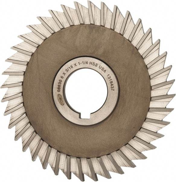 Keo - 5" Blade Diam x 3/16" Blade Thickness, 1-1/4" Hole, 40 Teeth, High Speed Steel Side Chip Saw - Straight Tooth, Arbor Connection, Right Hand Cut, Uncoated, with Keyway - USA Tool & Supply