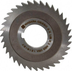 Keo - 3" Diam x 1/8" Blade Thickness x 1" Arbor Hole Diam, 36 Tooth Slitting and Slotting Saw - Arbor Connection, Right Hand, Uncoated, High Speed Steel, 10° Rake, Concave Ground - USA Tool & Supply