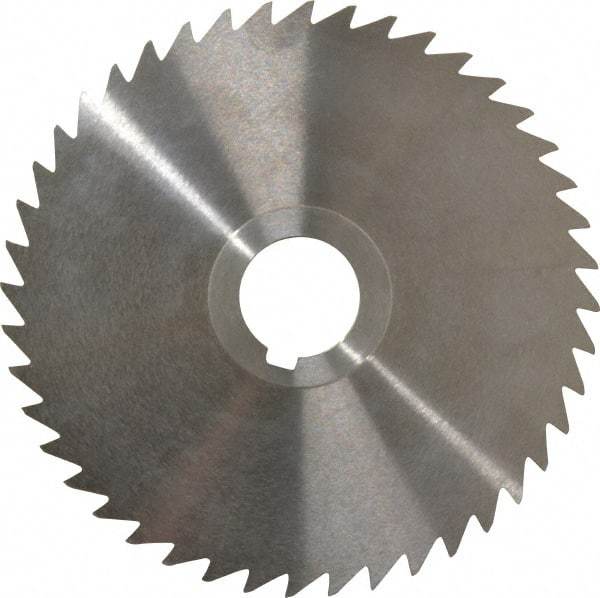 Keo - 5" Diam x 1/16" Blade Thickness x 1" Arbor Hole Diam, 44 Tooth Slitting and Slotting Saw - Arbor Connection, Right Hand, Uncoated, High Speed Steel, Concave Ground, Contains Keyway - USA Tool & Supply