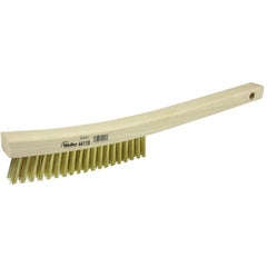 Plater's Brush, Brass Fill, 3 × 19 Rows, Curved Handle - USA Tool & Supply
