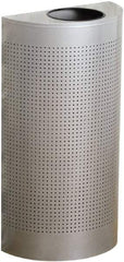 Rubbermaid - 12 Gal Silver Half-Round Decorative Waste Receptacle With Top - Steel, 32" High x 18" Wide - USA Tool & Supply