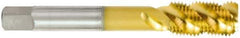 OSG - 7/16-14 UNC 3 Flute 3B Plug Spiral Flute Tap - High Speed Steel, TiN Finish, 3-5/32" OAL, Right Hand Flute, Right Hand Thread, H3, Series 107 - USA Tool & Supply
