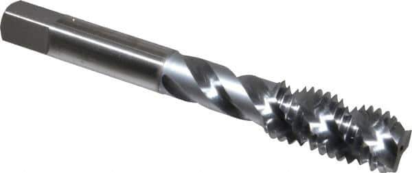 OSG - M12x1.75 Metric Coarse 3 Flute 6H Bottoming Spiral Flute Tap - High Speed Steel, TiCN Finish, 3-3/8" OAL, Right Hand Flute, Right Hand Thread, D6, Series 143 - USA Tool & Supply