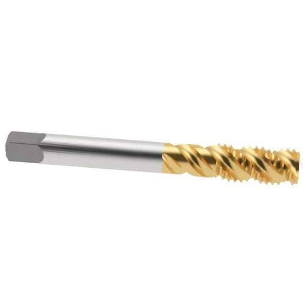 OSG - 1/2-13 UNC 3 Flute 3B Bottoming Spiral Flute Tap - High Speed Steel, TiN Finish, 3-3/8" OAL, Right Hand Flute, Right Hand Thread, H3, Series 107 - USA Tool & Supply