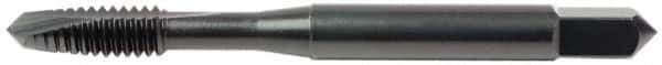 OSG - #8-32 UNC, 3 Flute, Oxide Finish, High Speed Steel Spiral Point Tap - Plug Chamfer, Right Hand Thread, 2-1/8" OAL, 3/4" Thread Length, 0.168" Shank Diam, 2B Class of Fit, Series 105 - Exact Industrial Supply
