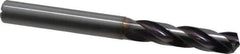 OSG - 10.5mm 140° Spiral Flute Solid Carbide Screw Machine Drill Bit - WD1 Finish, Right Hand Cut, 53mm Flute Length, 113mm OAL, Split Point, Straight Shank, Through Coolant - USA Tool & Supply