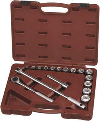 Paramount - 17 Piece 1/2" Drive Chrome Finish Socket Set - 6 Points, 3/8" to 1-1/4" Range, Inch Measurement Standard - USA Tool & Supply