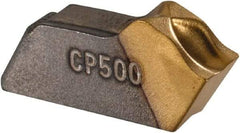 Seco - 150.1014 14 CP500 Grade, 0.122" Cutting Width, Carbide Cutoff Insert - 6° Neutral Lead Angle, 0.008" Cnr Rad, TiAlN/TiN Coated, Single End - USA Tool & Supply