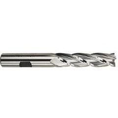 3/8 Dia. x 3-1/4 Overall Length 4-Flute Square End High Speed Steel SE End Mill-Round Shank-Center Cutting -TiN - USA Tool & Supply