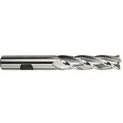 3/16 Dia. x 3-1/16 Overall Length 4-Flute Square End High Speed Steel SE End Mill-Round Shank-Center Cutting -TiN - USA Tool & Supply