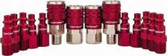 Legacy - 14 Piece 1/4" Body 1/4 NPT 300 psi Steel/Aluminum Industrial Pneumatic Coupling Plug Set - USA Tool & Supply