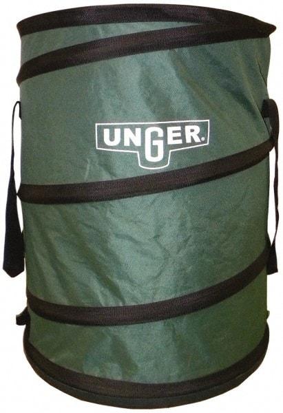 Unger - 40 Gal Green Round Trash Can - Canvas with Plastic Bottom, 27" High - USA Tool & Supply