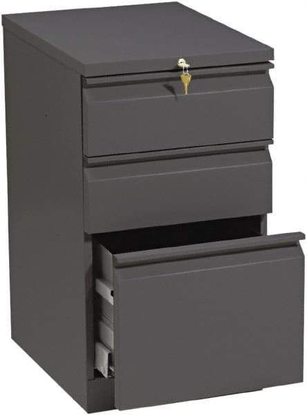 Hon - 15" Wide x 28" High x 19-7/8" Deep, 3 Drawer Pedestal - Steel, Charcoal - USA Tool & Supply