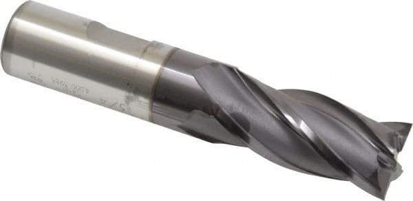 OSG - 3/4", 1-5/8" LOC, 3/4" Shank Diam, 3-7/8" OAL, 4 Flute, Cobalt Square End Mill - Single End, TiAlN Finish, Spiral Flute, 30° Helix, Centercutting, Right Hand Cut, Right Hand Flute, Series 541 - USA Tool & Supply