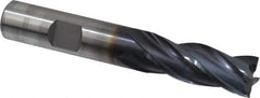 OSG - 1/2", 1-1/4" LOC, 1/2" Shank Diam, 3-1/4" OAL, 4 Flute, Cobalt Square End Mill - Single End, TiAlN Finish, Spiral Flute, 30° Helix, Centercutting, Right Hand Cut, Right Hand Flute, Series 541 - USA Tool & Supply