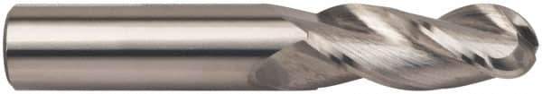 Accupro - 5/8" Diam, 1-5/8" LOC, 3 Flute Solid Carbide Ball End Mill - Uncoated, Single End, 3-1/2" OAL, 5/8" Shank Diam, Spiral Flute - USA Tool & Supply