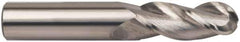 Accupro - 7/16" Diam, 1" LOC, 3 Flute Solid Carbide Ball End Mill - Uncoated, Single End, 2-3/4" OAL, 7/16" Shank Diam, Spiral Flute - USA Tool & Supply
