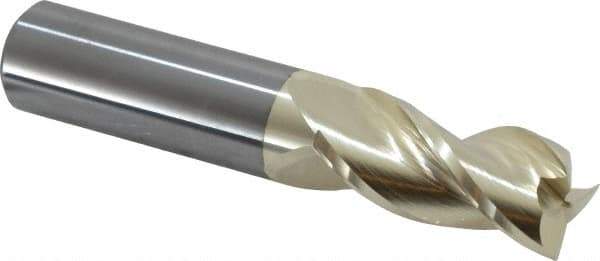 Accupro - 3/4", 1-5/8" LOC, 3/4" Shank Diam, 4" OAL, 3 Flute, Solid Carbide Square End Mill - Single End, ZrN Finish, Spiral Flute, 37° Helix, Centercutting, Right Hand Cut, Right Hand Flute - USA Tool & Supply