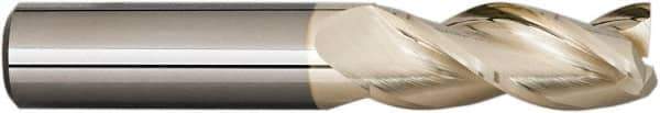 Accupro - 1/2", 1-1/4" LOC, 1/2" Shank Diam, 3" OAL, 3 Flute, Solid Carbide Square End Mill - Single End, ZrN Finish, Spiral Flute, 37° Helix, Centercutting, Right Hand Cut, Right Hand Flute - USA Tool & Supply
