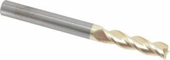 Accupro - 3/8", 1-1/2" LOC, 3/8" Shank Diam, 4" OAL, 3 Flute, Solid Carbide Square End Mill - Single End, ZrN Finish, Spiral Flute, 37° Helix, Centercutting, Right Hand Cut, Right Hand Flute - USA Tool & Supply