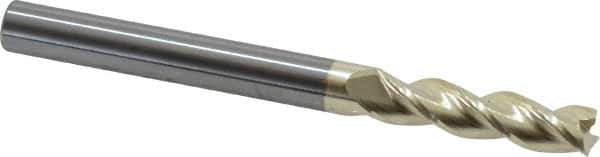 Accupro - 5/16", 1-1/4" LOC, 5/16" Shank Diam, 3-1/2" OAL, 3 Flute, Solid Carbide Square End Mill - Single End, ZrN Finish, Spiral Flute, 37° Helix, Centercutting, Right Hand Cut, Right Hand Flute - USA Tool & Supply