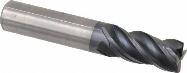 Kennametal - 4 Flute Solid Carbide Roughing & Finishing Corner Chamfer End Mill - AlTiN Finish, Straight Shank, 38° Helix, Centercutting - USA Tool & Supply