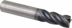 Kennametal - 4 Flute Solid Carbide Roughing & Finishing Corner Chamfer End Mill - AlTiN Finish, Straight Shank, 38° Helix, Centercutting - USA Tool & Supply