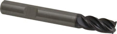 Kennametal - 4 Flute Solid Carbide Roughing & Finishing Corner Chamfer End Mill - AlTiN Finish, Weldon Shank, 38° Helix, Centercutting - USA Tool & Supply