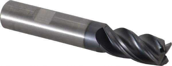 Kennametal - 4 Flute Solid Carbide Roughing & Finishing Corner Chamfer End Mill - AlTiN Finish, Weldon Shank, 38° Helix, Centercutting - USA Tool & Supply