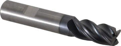 Kennametal - 4 Flute Solid Carbide Roughing & Finishing Corner Chamfer End Mill - AlTiN Finish, Weldon Shank, 38° Helix, Centercutting - USA Tool & Supply