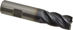 Kennametal - 4 Flute Solid Carbide Roughing & Finishing Corner Chamfer End Mill - AlTiN Finish, Weldon Shank, 38° Helix, Centercutting - USA Tool & Supply