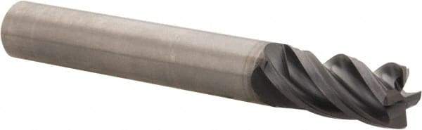 Kennametal - 4 Flute Solid Carbide Roughing & Finishing Corner Chamfer End Mill - AlTiN Finish, Straight Shank, 38° Helix, Centercutting - USA Tool & Supply