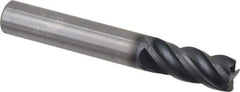 Kennametal - 4 Flute Solid Carbide Roughing & Finishing Corner Chamfer End Mill - AlTiN Finish, Straight Shank, 38° Helix, Centercutting - USA Tool & Supply