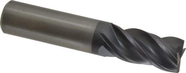 Kennametal - 4 Flute Solid Carbide Roughing & Finishing Corner Chamfer End Mill - AlTiN Finish, Straight Shank, 38° Helix, Centercutting - USA Tool & Supply