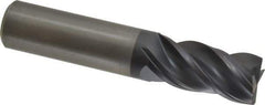 Kennametal - 4 Flute Solid Carbide Roughing & Finishing Corner Chamfer End Mill - AlTiN Finish, Straight Shank, 38° Helix, Centercutting - USA Tool & Supply