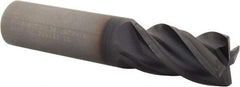 Kennametal - 4 Flute Solid Carbide Roughing & Finishing Corner Chamfer End Mill - AlTiN Finish, Straight Shank, 38° Helix, Centercutting - USA Tool & Supply