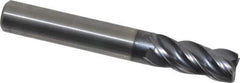 Kennametal - 4 Flute Solid Carbide Roughing & Finishing Corner Chamfer End Mill - AlTiN Finish, Straight Shank, 38° Helix, Centercutting - USA Tool & Supply